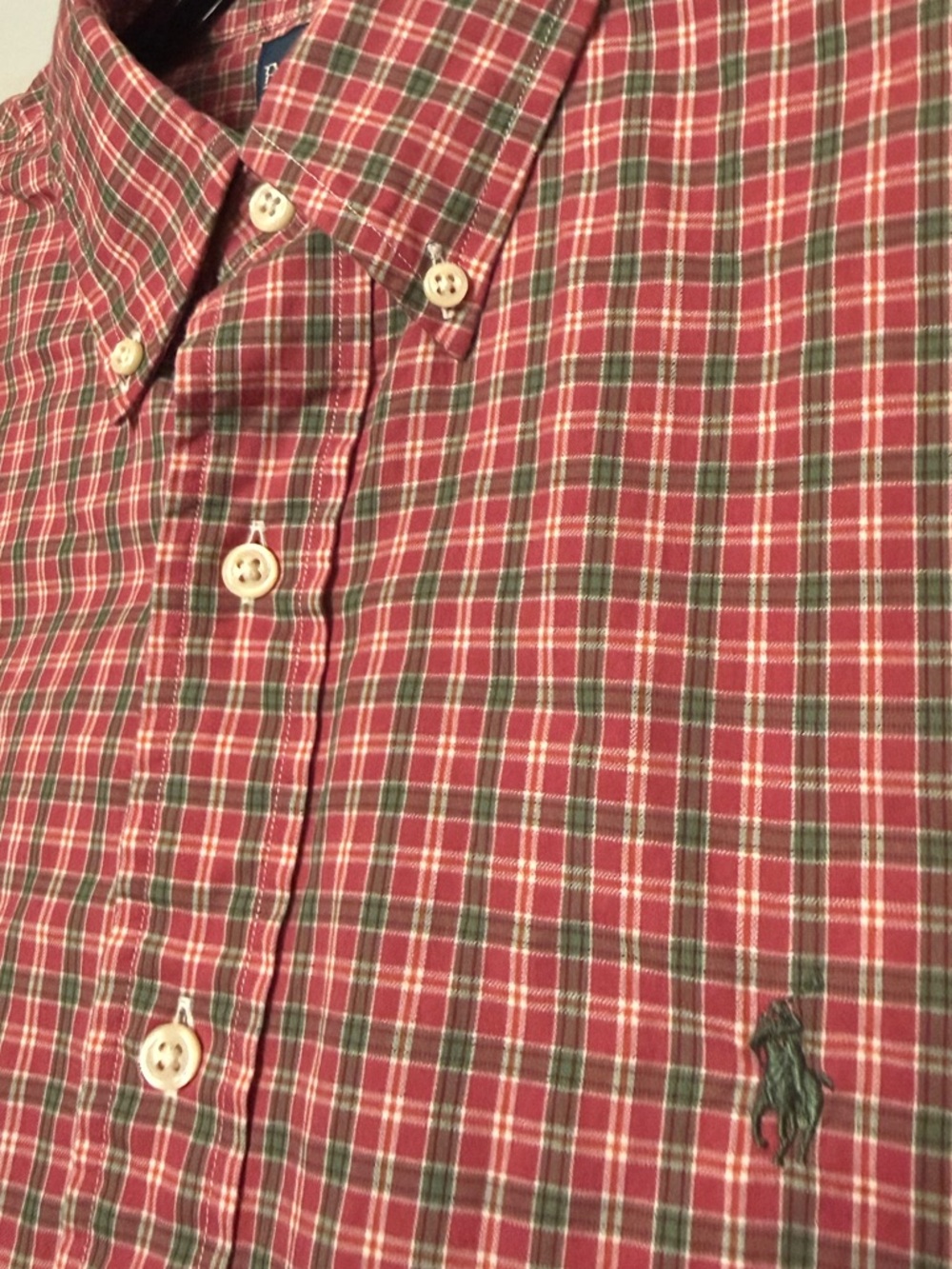 XL Ralph Lauren Mauve and Green Plaid Button-Down Shirt